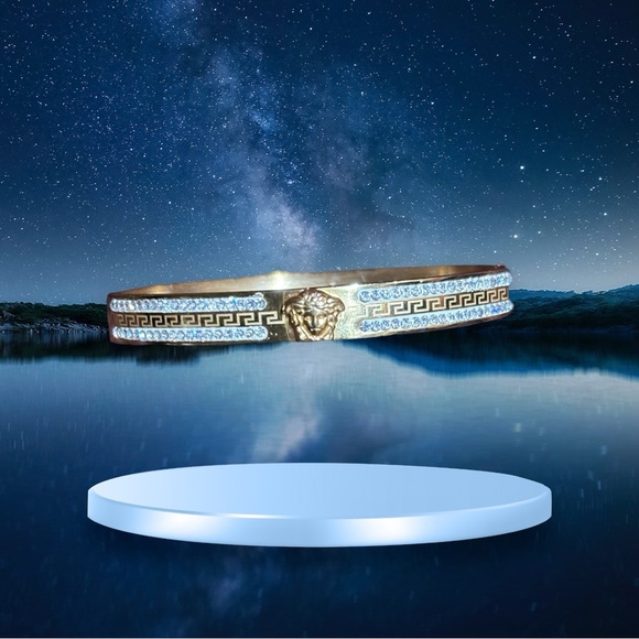 Stainless Steel Gold-Tone Shining and Sparkling Ladies Bangle Bracelet - Picture 4 of 14